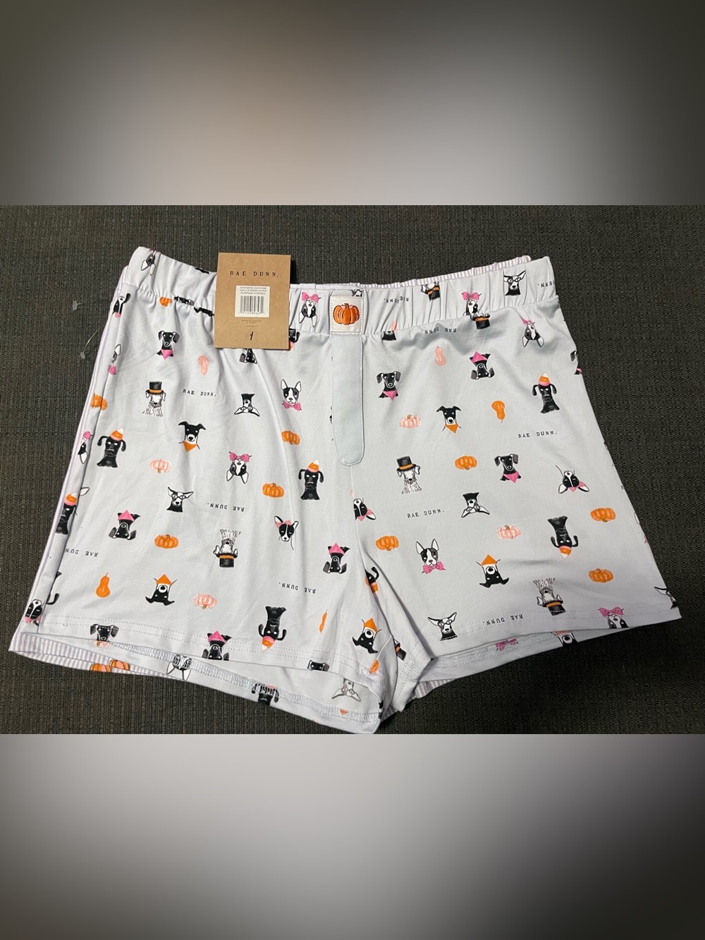 Rae Dunn Halloween Pumpkin and Dogs Lounge Sleep Shorts - Picture 2 of 2